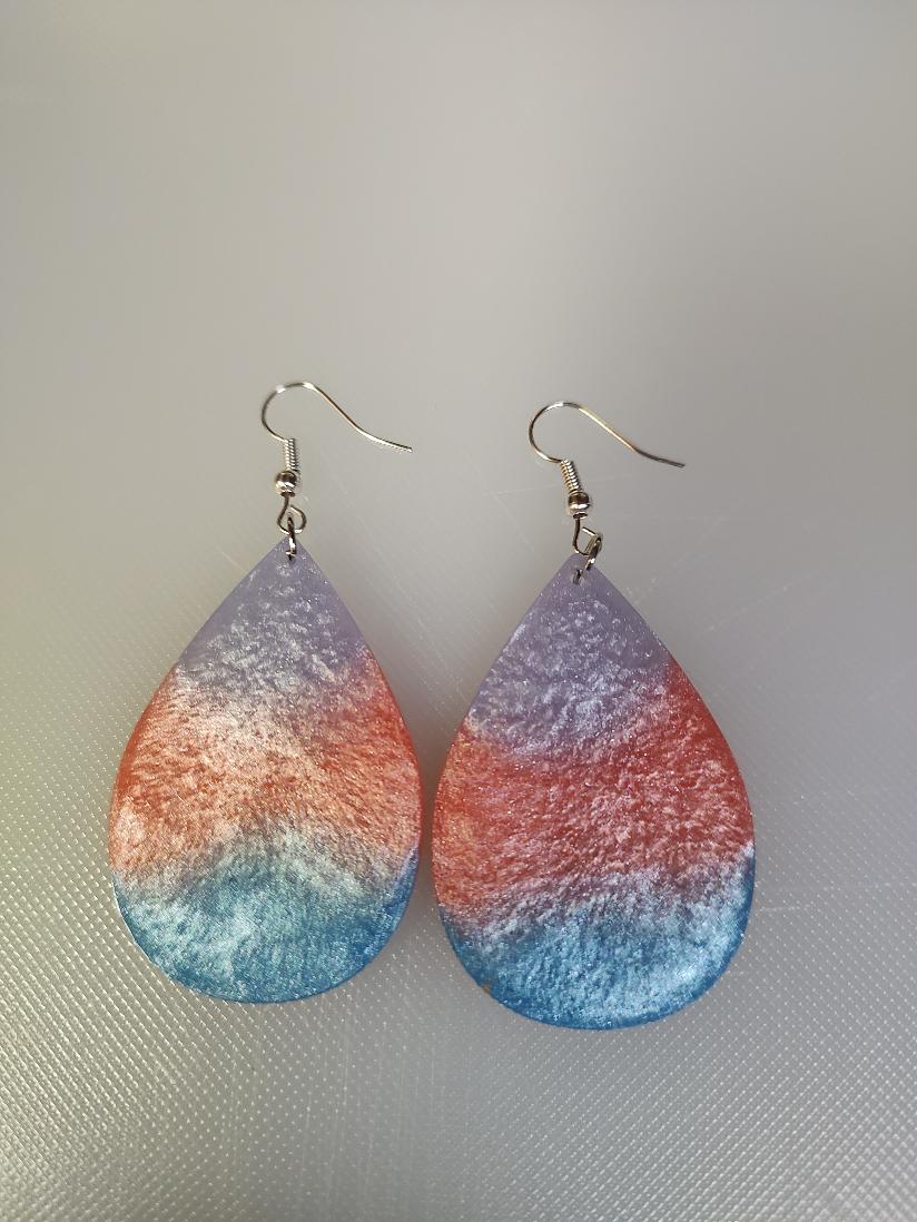 Rainbow Teardrop Resin Earrings