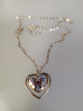 Double heart butterfly necklace