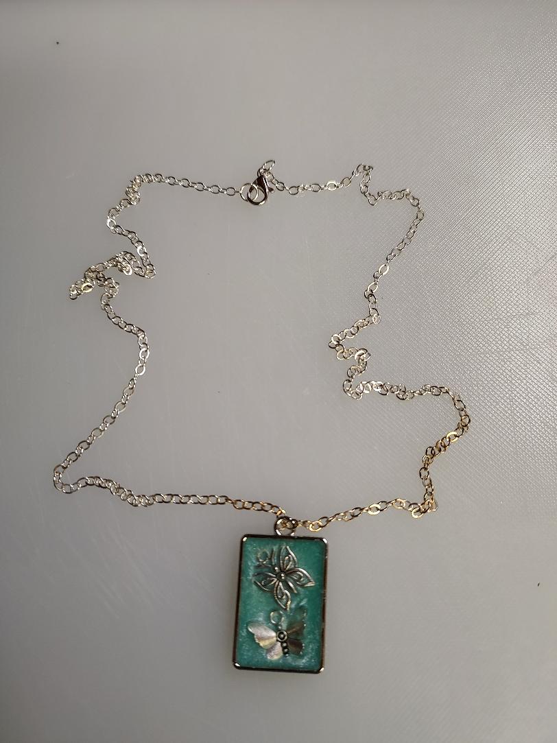 Teal Butterfly Necklace
