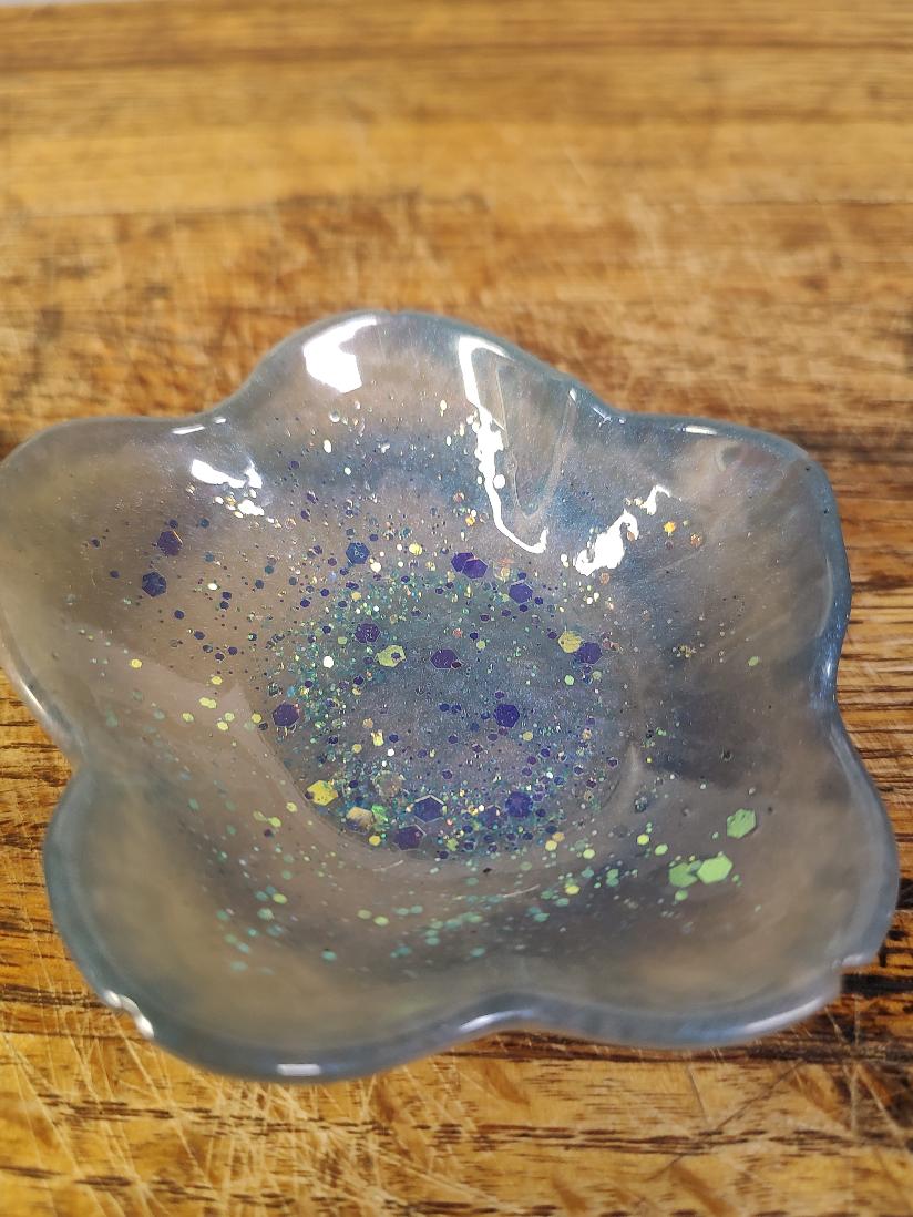Jewelry Trinket Dish Blue Sparkle