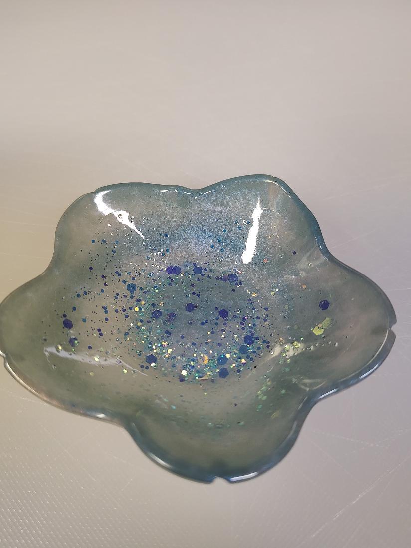 Jewelry Trinket Dish Blue Sparkle